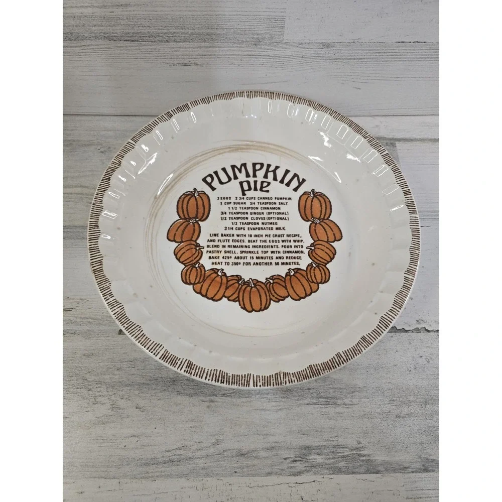 Vintage 1983 Royal China Country Harvest Pumpkin Pie Recipe Plate 10